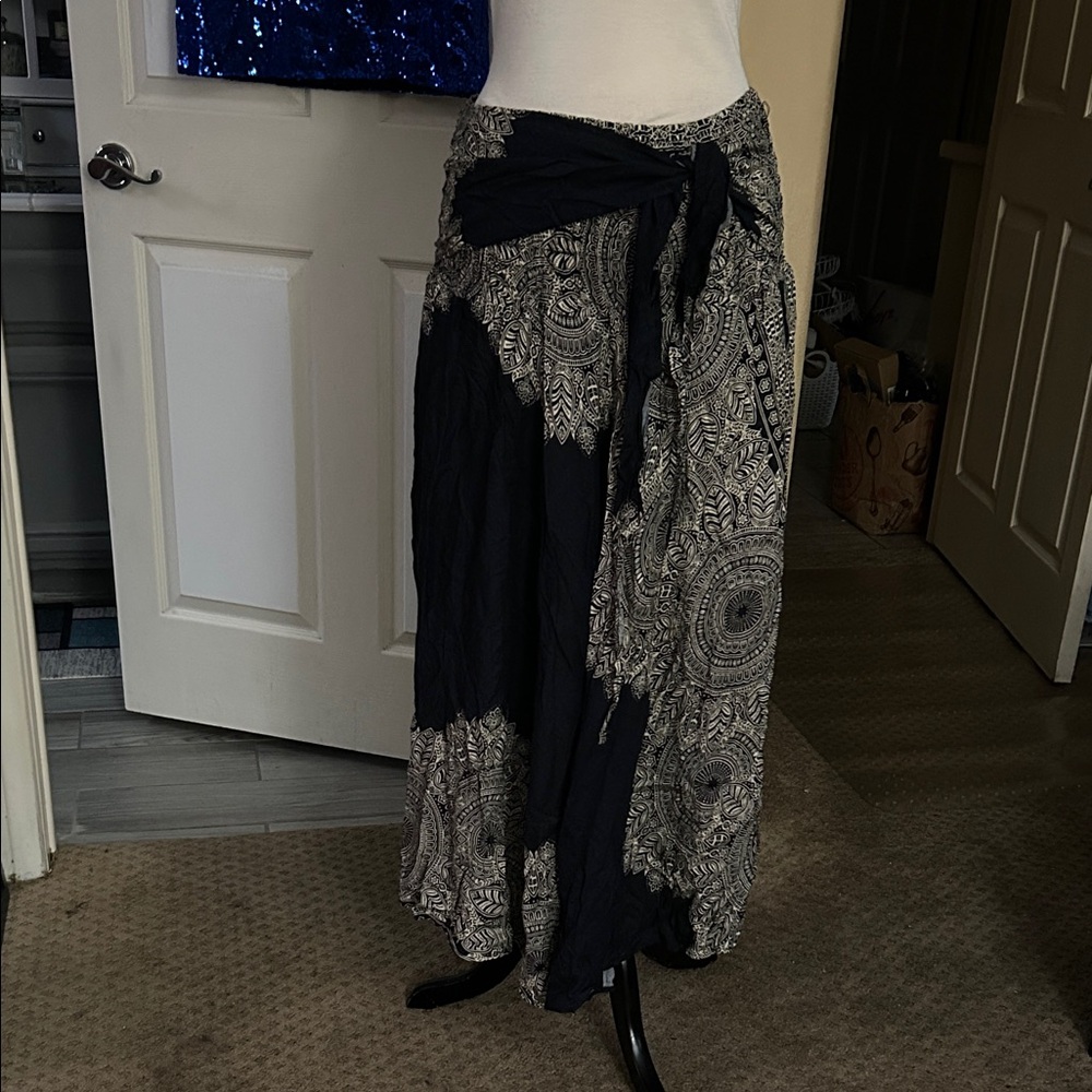 Elegant Black and White Wrap Skirt